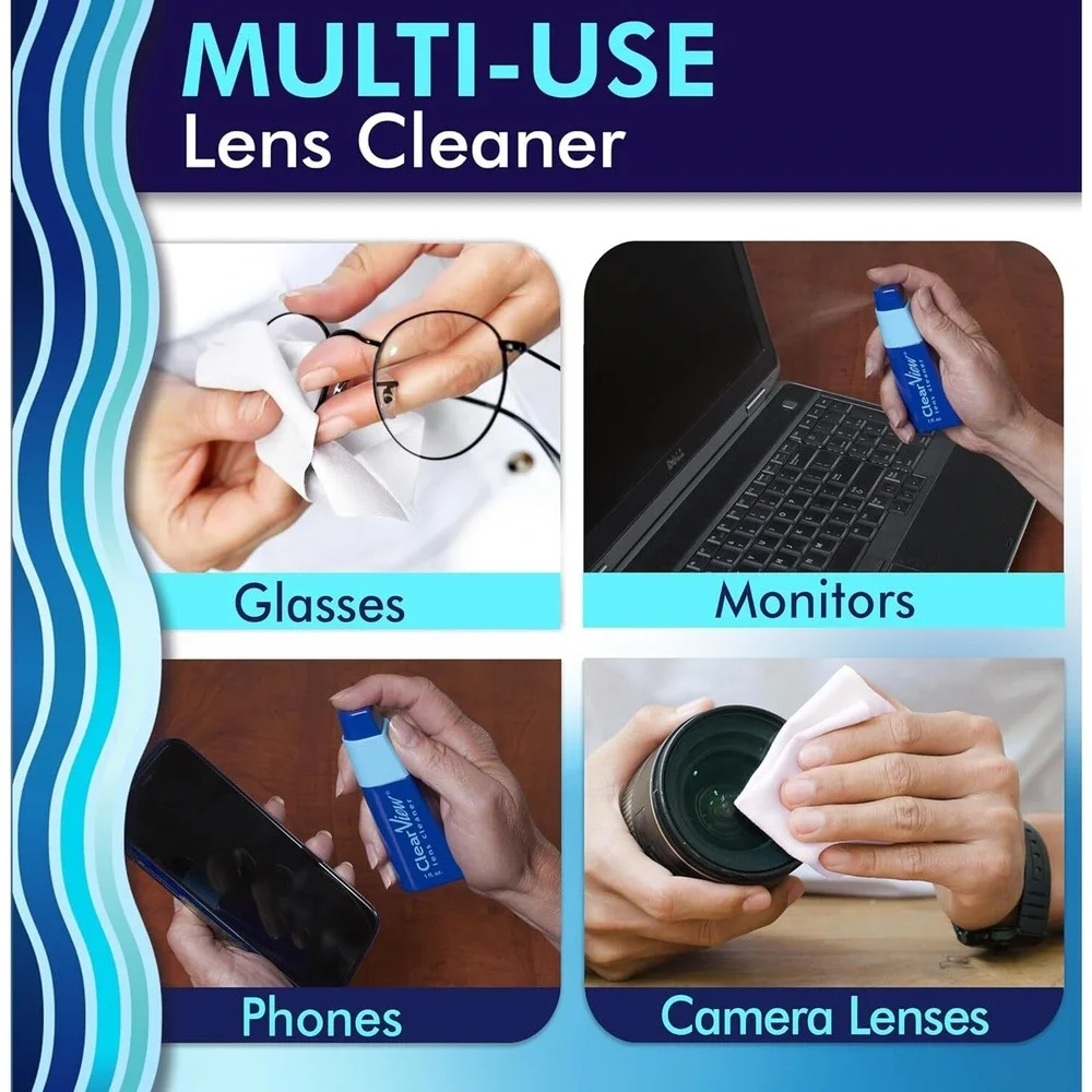Clear View Lens Cleaner Kit Travel Combo w/ Cloth Safe For All Lenses, 1oz.